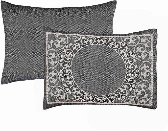 Superior Cotton Blend Bedspread Set, Includes 1 Tailored Bedspread and 1 Matching Pillow Sham, Lightweight Blanket, Bedding Decor, Jacquard Vintage Floral Mandala, Lyron Collection, Twin, Charcoal