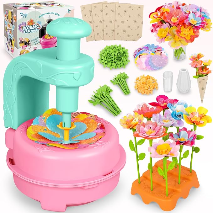 Fabric Flower Bouquets Toys, DIY Craft Kits Toys for Kids - Flowers Market Toy, Build Your Flower Bouquet, Arts & Crafts for 4+ Year Toddler Girl, Educational Activity Preschool B-Day Gifts
