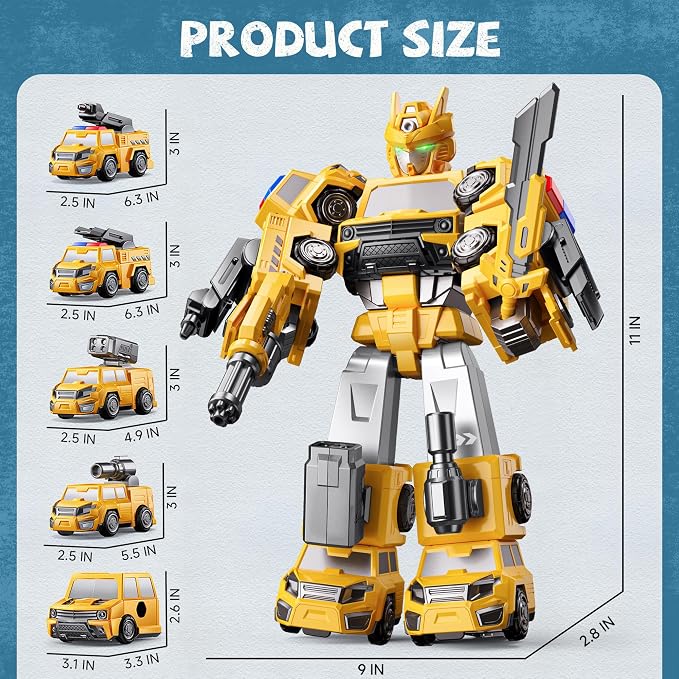 Gifts for 3 4 Year Old Boys, Toys for 3 4 Year Old Boys, 5-in-1 Transform Robot Toys for Boys 4-6, Easy DIY Assembly, 3 4 Year Old boy Birthday Gifts, Ideals Toys for Boys, Kids Toys