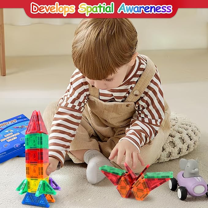 Mini Magnetic Tiles 36pcs, Travel Kids Toys STEM Magnet Toy, Easter Basket Stuffer for Toddler Magnetic Blocks Building Preschool Learning Sensory Montessori Toy for Boys and Girls