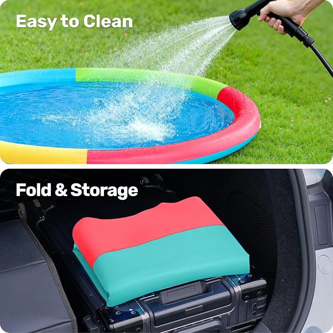 SLOOSH 72" Non-Slip Splash Pad Sprinkler - Outdoor Water Play Toys Backyard Fountain Mat for Toddlers Kids Dogs, Thickened Sprinkler Outside Pool Party Durable for Girls Boys Pets (72in, Multicolor)