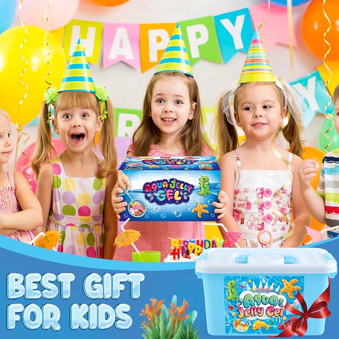 Magic Gel Water Elf Toy Kit, Aqua Fairy Water Gel Kit for Kids with 10PCS Aqua Jelly Gels & Animal Mold, Gift for Christmas, Easter, Birthday, New Year, Creative Art Craft Girls 6 7 8 9 10 Year Old