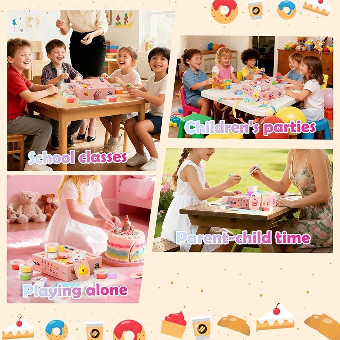 12-Color Air Dry Clay, Dessert-Themed Ultra-Light Clay, Kids 3+ | Ideal for dessert-themed pretend play, DIY crafts, & party favors. Designed for kids 3+, toddlers, preschoolers, boys & girls