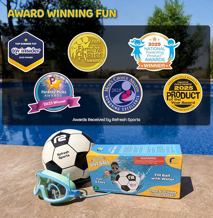 Aqua Dive Soccer Ball โ Fun Underwater Pool Toy for Ages 8-12 โ Outdoor Ball Game for Kids โ Kick, Pass, or Catch โ Ideal Water Toys for Summer Pool Parties & Beach Games - Fun Gift For Boys & Girls