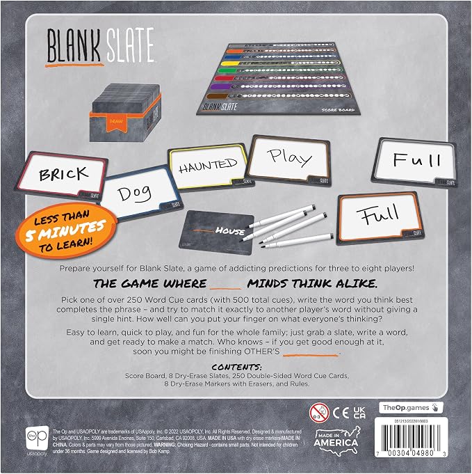 USAOPOLY BLANK SLATE, Where Great Minds Think Alike, Fun Family-Friendly Board Game, Word Association Party Game, Easy to Learn, Fun to Play Family Game Night, 3-8 Players, Ages 8+