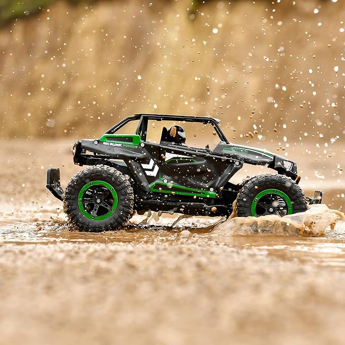 BEZGAR TB142 Remote Control Car - 1:14 Scale RC Cars, 20 Km/h 2WD All-Terrains Electric Off-Road Vehicle Truck Crawler Toy with Two Rechargeable Batteries for Boys Kids and Adults