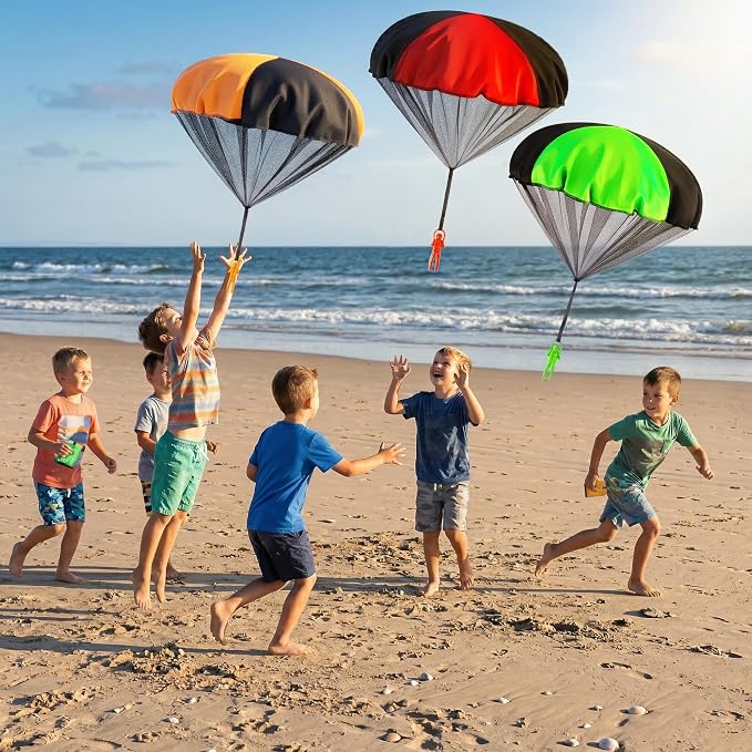 Yeeeasy Tangle-Free Parachute Toys for Kids - Outdoor Flying Game for Boys Girls Age 3-12 - Rip-Stop Hand Throw Army Men Action Figures - STEM Science Gift & Stocking Stuffers - Boys 4Pcs