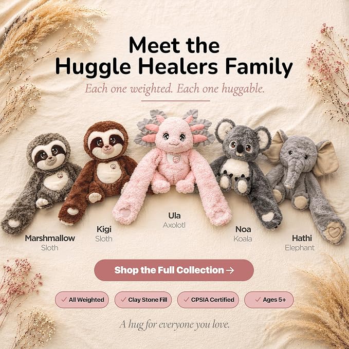 Huggle Healers Weighted Stuffed Animals for Adults, Teens and Kids - 36 Inch Long Plush Arms for Hugs - 4.5lb Sloth Stuffed Animal Plushies - Kigi Sloth