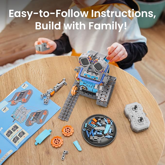 Sillbird Robot Building Kit with Remote Control STEM Gifts for Kids Age 8-12, Coding Robotics Toy Set for Boys' Birthday, Buildable 5-in-1 Models with 473 Pieces