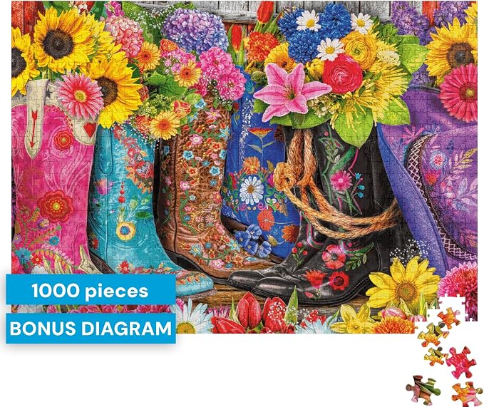 Buffalo Games Lars Stewart Cowgirl Colors 1000 Piece Jigsaw Puzzle - 26.75 x 19.75 in - Vibrant Western Art - Reference Poster - Jigsaw Puzzles for Adults