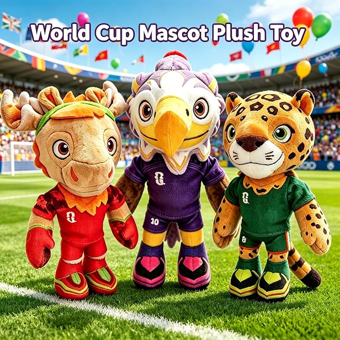 World Cup Mascot 2026, 12" Zayu the Jaguar Plush Toy, Soft Stuffed Animal Mascot, Official Licensed Collectible Game (Zayu)