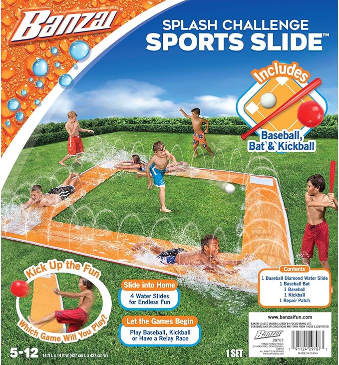 BANZAI Spring and Summer Toys Grand Slam Baseball Water Slide