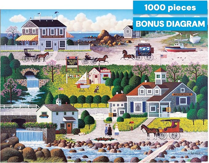 Buffalo Games – Charles Wysocki - Cricket Hawk Habor - Siver Select 1000 Piece Jigsaw Puzzle - Colorful Puzzles for Adults – Precision-Cut Pieces
