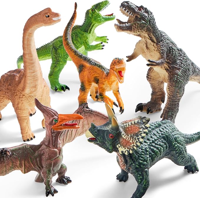 JOYIN Big Dinosaur Toys for Toddlers, 6 Piece Large Soft Dinosaur Figures with an Educational Book, Jumbo Realistic Toys for Boys and Girls Gift, Birthday Easter Gifts for Kids Ages 1 2 3 4 5