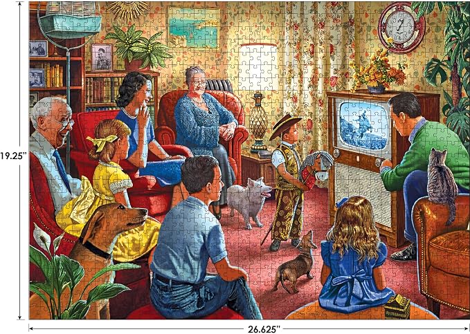RoseArt - Back to The Past - Family Night Television - 1000 Piece Jigsaw Puzzle for Adults