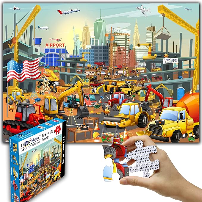 Think2Master Construction in New York City, USA 100 Pieces Jigsaw Puzzle Puzzle for Families. Great Gift. Size:23.4” X 16.5”