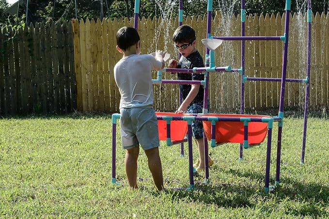 Milliard Water Park Sprinkler Toy for Kids, Outdoor Water Sprinkler with Splash Buckets, Water Table, and Faucets, Backyard Waterpark for Outdoor Summer Fun Activities