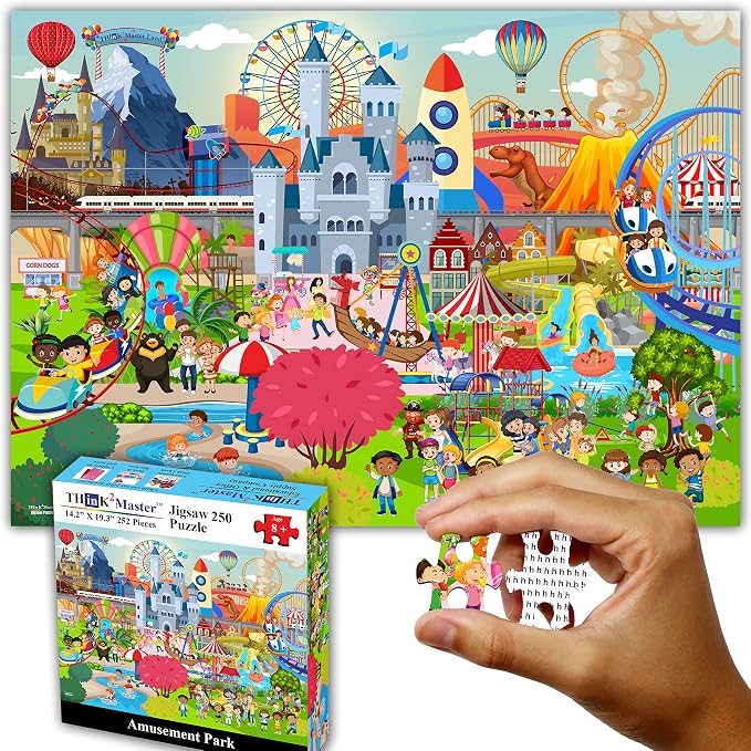 Think2Master Amusement Park 250 Pieces Jigsaw Puzzle. Great Gift. Large Pieces. Size: 14.2” X 19.3”