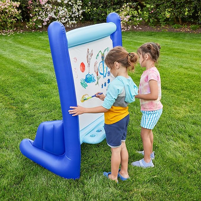 Hearthsong Inflatable Kids Art Easel, Outdoor & Indoor Paint Station, Creative Coloring, Drawing and Painting Art Easel for Kids and Toddlers, Ideal for Arts & Crafts Fun