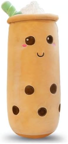 Rexinc Cute Plushies Plush Plushie Long Plush Pillow Bubble Tea Stuffed Animal Gift for Kids Adults (Brown Plush,16 Inch)