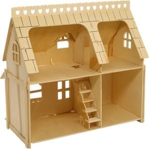 CUTEROOM 3D Wooden Puzzle House, DIY Dollhouse Miniature Kit - Wooden Model Kit (Separate House) with Furnitures -Adult Interactive Puzzle Set