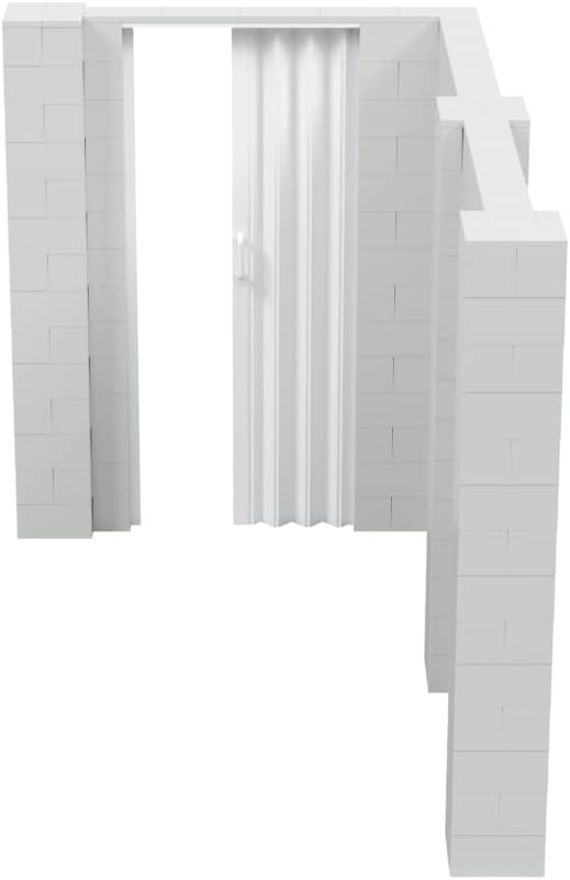 EverBlock 6’ x 10’ x 7’ L-Shaped Wall Kit with Accordion Door | 3’ x 7’ Doorway | Modular Building Blocks | Wall Display | Room Divider & Partition | Reusable | Indoor & Outdoor Use | Yellow