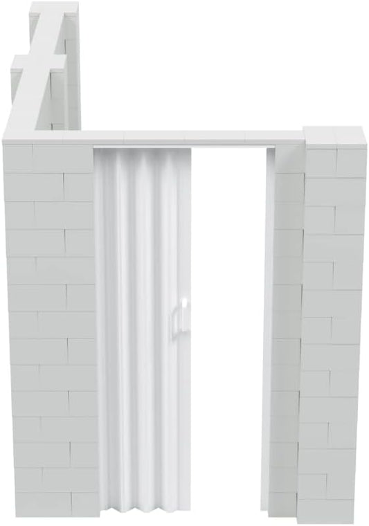 EverBlock 6’ x 10’ x 7’ L-Shaped Wall Kit with Accordion Door | 3’ x 7’ Doorway | Modular Building Blocks | Wall Display | Room Divider & Partition | Reusable | Indoor & Outdoor Use | Light Gray