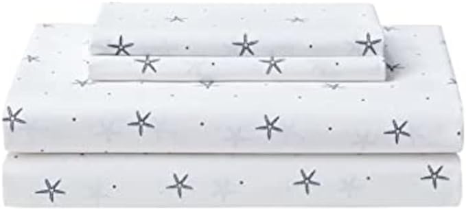 Nautica – Twin Size Sheet Set, Crisp Cotton Percale Bedding with Matching Pillowcase, Lightweight & Breathable Bed Sheets, Deep Pocket, College Dorm Room Essentials (Star Spangled Blue)