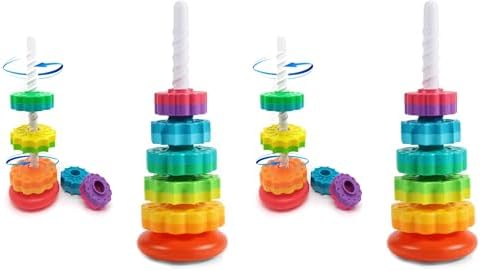 LUCKFUTURE Spinning Stacking Toys, Educational Toddler Toy Stacking Rings Baby Toys, Montessori Toy for Girls and Boys, Spin Gears Christmas Birthday Gift for 1-3 Year Old (Pack of 2)