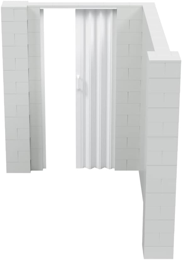 EverBlock 6’ x 8’ x 7’ L-Shaped Wall Kit with Accordion Door | 3’ x 7’ Doorway | Modular Building Blocks | Wall Display | Room Divider & Partition | Reusable | Indoor & Outdoor Use | Red