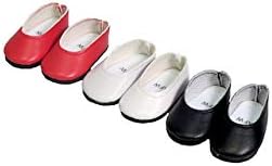 American Fashion World Red, White, and Black Flats for 14-Inch Dolls | 3 Pack | Premium Quality & Trendy Design | Dolls Shoes | Shoe Fashion for Dolls for Popular Brands