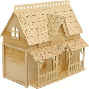 CUTEROOM 3D Wooden Puzzle House, DIY Dollhouse Miniature Kit - Wooden Model Kit (Separate House) with Furnitures -Adult Interactive Puzzle Set