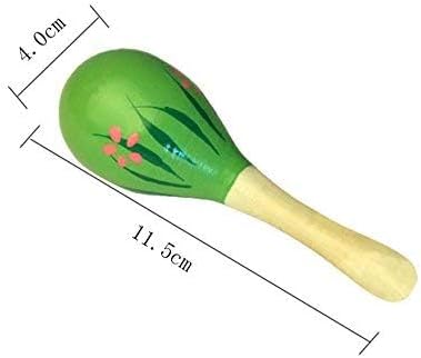 Mini Wooden Maracas for Kids, Wooden Fiesta Maracas Assorted Color and Design,Pack of 6 (Random Color Pattern)