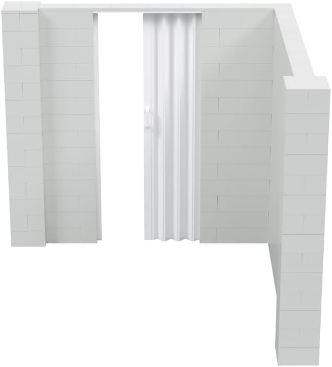 EverBlock 8’ x 8’ x 7’ L-Shaped Wall Kit with Accordion Door | 3’ x 7’ Doorway | Modular Building Blocks | Wall Display | Room Divider & Partition | Reusable | Indoor & Outdoor Use | Yellow