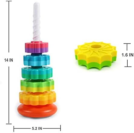 LUCKFUTURE Spinning Stacking Toys, Educational Toddler Toy Stacking Rings Baby Toys, Montessori Toy for Girls and Boys, Spin Gears Christmas Birthday Gift for 1-3 Year Old (Pack of 2)