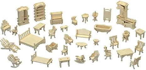 NWFashion 17" Wooden Dream Dollhouse 2 Floors with Furnitures DIY Kits for Christmas Party Dollouse (Gothic Furnitures Sets)