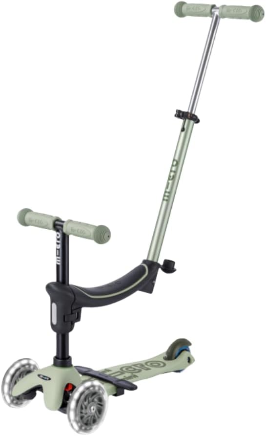 Micro Kickboard | Mini Rock & Go LED 6-in-1 Toddler Scooter & Rocker for Ages 1–6 | Convertible Ride-On, Rocker & Scooter | Motion-Activated PU LED Wheels | Adjustable T-Bar | Swiss Design