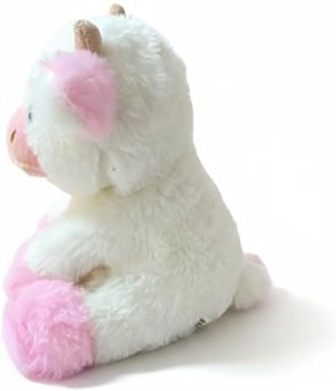 YUKOUQIAN Cute Cow Plush Stuffed Animal Doll Toy 8 inch for Girls Boys (Siting Cow Light Pink)