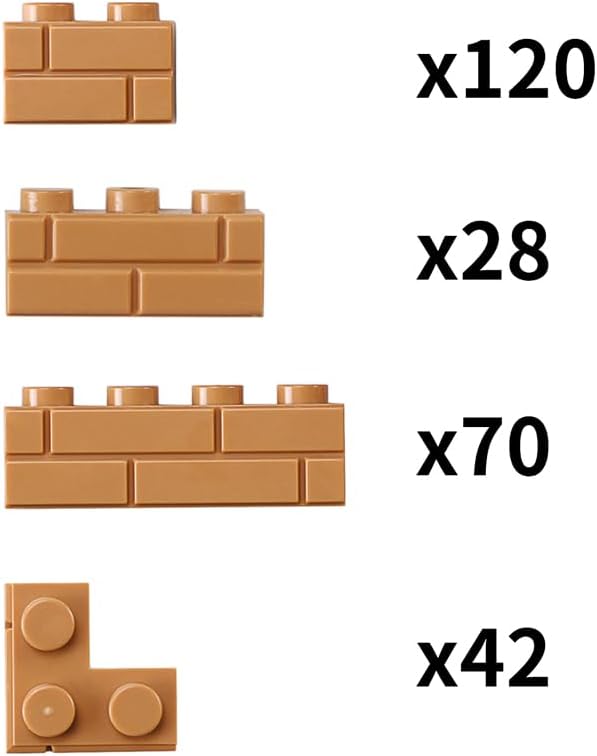 Masonry Bricks Set - Compatible with Major Brands Building Blocks, 260 Pieces Bulk 1x2 1x3 1x4 and Corner Bricks for DIY Wall House Construction