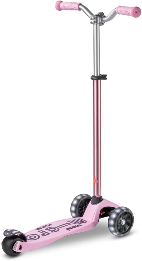 Micro Kickboard | Maxi Deluxe Pro LED Kids Scooter for Ages 5–12 | Children up to 110 lbs | 3 Wheel Lean-to-Steer Design | Chopper-Style Handlebar | Wide PU LED Wheels | Swiss Design