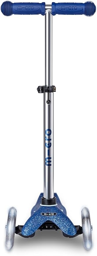 Micro Kickboard | Mini Deluxe Glitter LED Kids Scooter for Ages 2–5 | Children up to 110 lbs | 3 Wheel Lean-to-Steer Design | Adjustable T Bar | Motion-Activated PU LED Wheels | Swiss Design