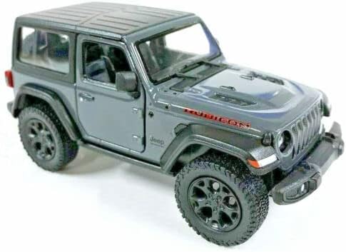 KiNSMART - Jeep Wrangler Rubicon Off Road 4x4 5 inch 1:34 Scale Die Cast Model Replica Toy Car (Grey Hard Top)