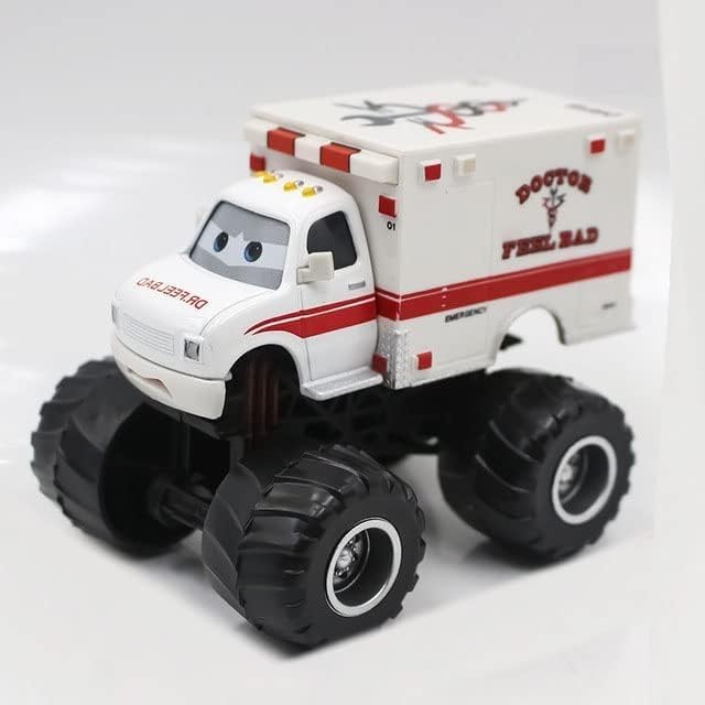Movie Cars 2 3 Curz Mater Black Storm Jackson Danny Swervez Giant Wheels Cars Diecast Vehicles Toys Set Children Car Toy Friction Powered Truck Toy (BF-Ambulance)