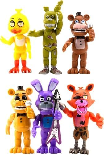 NA Toysvill FNAF Action Figures (Set of 6 pcs) | Inspired by Five Nights at Freddy’s Toys Figurines Set, Cake Toppers, Party Set, Collectible Toys for Kids, Height About 4 inches