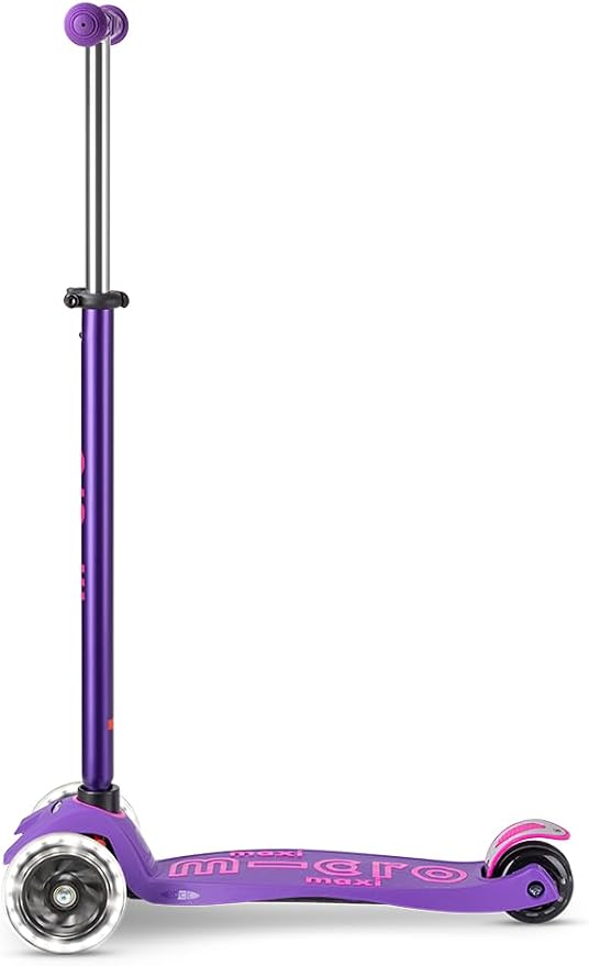 Micro Kickboard | Maxi LED Kids Scooter for Ages 5-12 | Children up to 110 lbs | 3 Wheel Lean-to-Steer Design | Adjustable T Bar | Smooth Ride, Motion Activated PU LED Wheels | Swiss Design