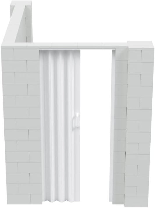 EverBlock 6’ x 8’ x 7’ L-Shaped Wall Kit with Accordion Door | 3’ x 7’ Doorway | Modular Building Blocks | Wall Display | Room Divider & Partition | Reusable | Indoor & Outdoor Use | Red