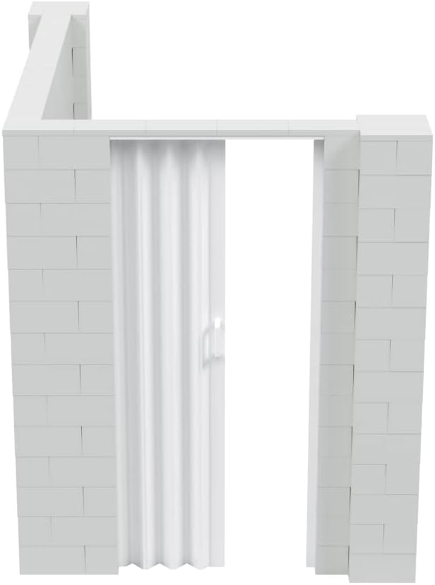 EverBlock 6’ x 8’ x 7’ L-Shaped Wall Kit with Accordion Door | 3’ x 7’ Doorway | Modular Building Blocks | Wall Display | Room Divider & Partition | Reusable | Indoor & Outdoor Use | Yellow