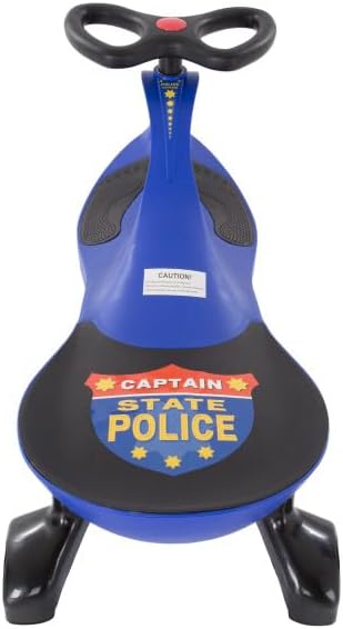 Wiggle Car - Police Ride on Toy for Ages 3 Years and Up with No Batteries, Gears, or Pedals Just Twist, Wiggle, and Go by Lil’ Rider (Blue)