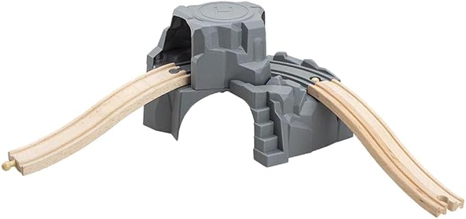 Simhoa Railroads Train Toys Simulation Train Track Play Tunnel Set Offers Detailed Construction Ascending Descending Track Locomotive Vehicles Wooden, Tunnel and Track, 20x15x14cm