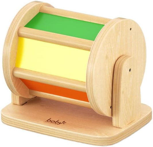 Boby Montessori Spinning Drum: Sensory Experience for Babies 6-12 Months - Engage, Explore, and Learn with Our Wooden Infant Toy